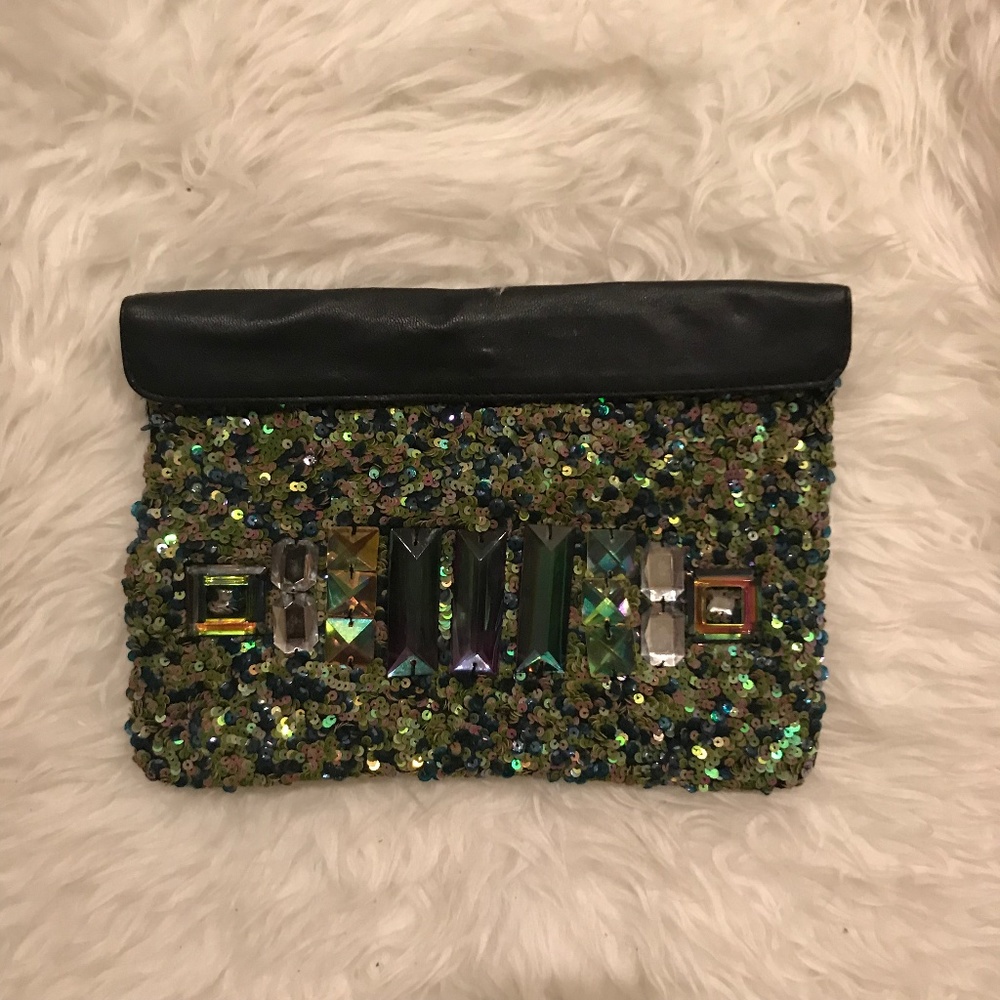 Sequin Bejeweled Clutch
